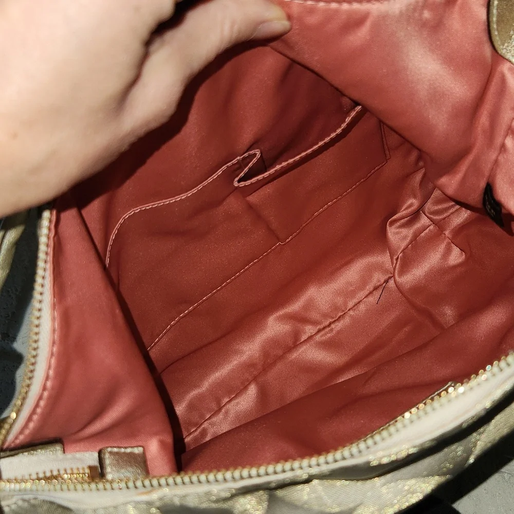 COACH Kristin Hobo Bag Champagne Gold Monogram Y2K Vintage